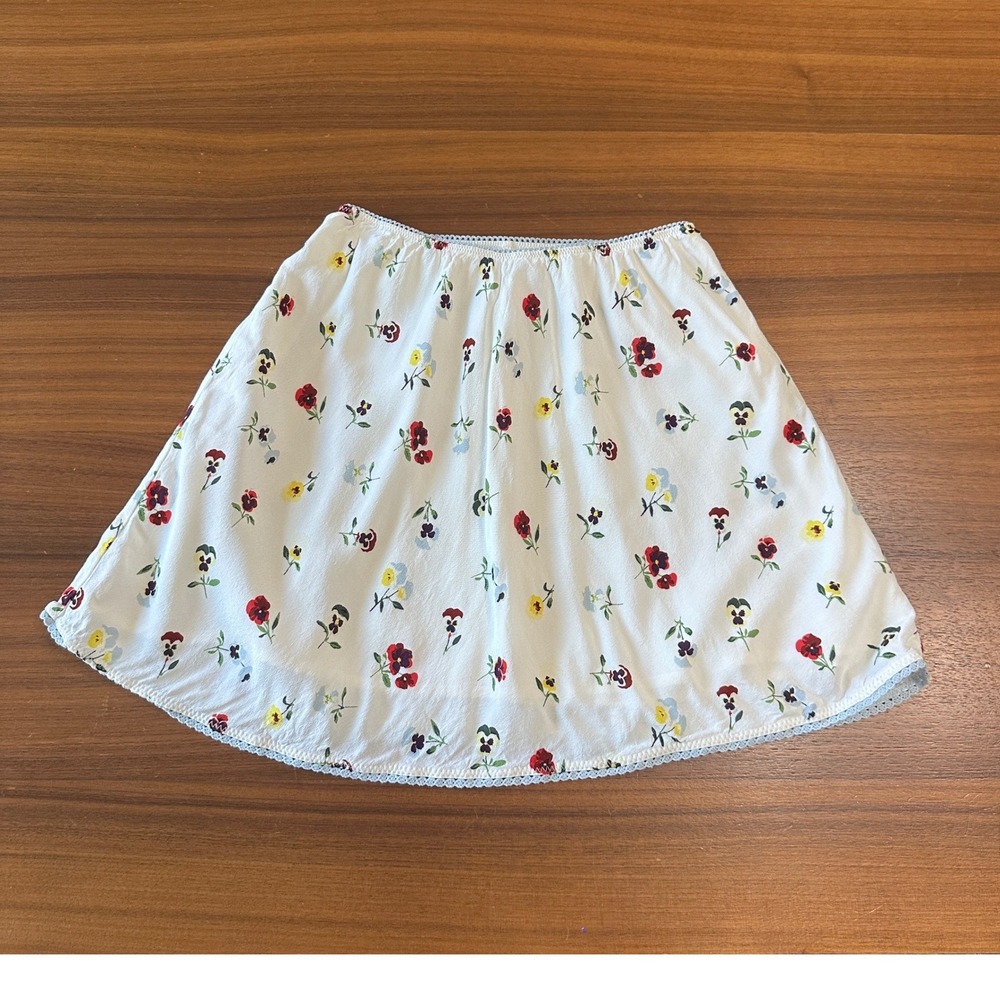 Gap x DOEN Floral Mini Skirt Kids Size L 10-12 White Pansy Print Lace Trim